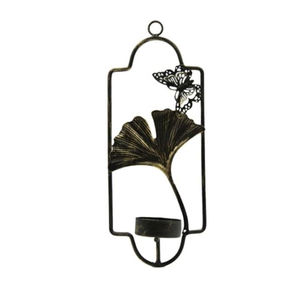 Portavelas de luz de té de cristal de hierro con diseño de hoja clásica, decoración del hogar de la más alta calidad para Navidad, vela de luz de té de montaje en pared - Product Image 2