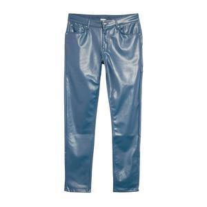 Compre Pantalones de Corte Recto con Revestimiento de PU Personalizados para Hombre a Precio de Fábrica, Cintura Alta, Cierre de Cremallera, Estilo Casual con Bolsillos - Product Image 1