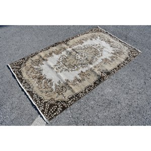 Tapis en laine marron beige classique 3.9x6.9 pieds tapis turcs faits à la main Design patchwork rectangulaire pour salon chambre couloir 4m Latex - Product Image 3