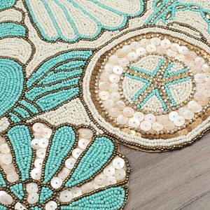 Handmade Christmas Decorative Beaded <b>Runner</b> Placemat Knitted <b>Dining</b> <b>Table</b> Mat with Fancy Leaves Design for Weddings Holidays - Product Image 5