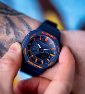 Para <span class=keywords><strong>Casio</strong></span> Custom Orange Blue <span class=keywords><strong>Modified</strong></span> Mod Reloj de pulsera CasiOak de alta calidad Mods 46mm Dial Diámetro Ventana de vidrio - Product Image 2