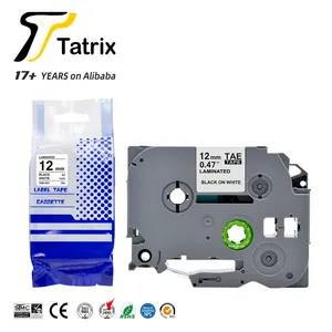 Tatrix RTS Tze-231 Tze231 TZ Tze 231 Tz-231 Tz231 12Mm Hitam Di Atas Putih Laminasi P-touch Label Tape untuk Brother PT-E100 P-touch