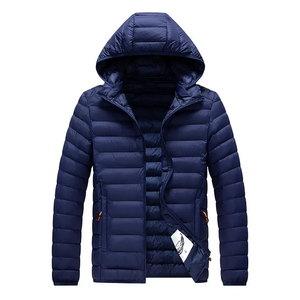 Veste matelassée légère à capuche en velours avec fermeture éclair pour homme, manteau d'hiver chaud, coupe-vent, vêtements d'extérieur isolés, emballage en tambour, logo personnalisé - Product Image 2