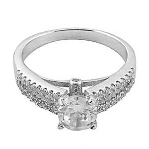 Anillo de Diamante Moissanita Solitario Plateado para Mujer, Elegante Anillo de Compromiso - Product Image 1