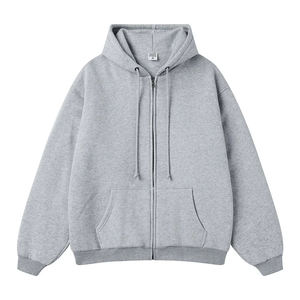 Sudadera con capucha y sudaderas de algodón pesado para hombre Ropa de calle personalizada con hombros caídos y cremallera Impresión digital para invierno - Product Image 2
