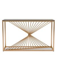 Tables consoles rectangulaires en métal au design moderne, plateau en verre marbré, finition thermolaquée, durables, faciles à nettoyer, personnalisables pour la maison ou le bureau