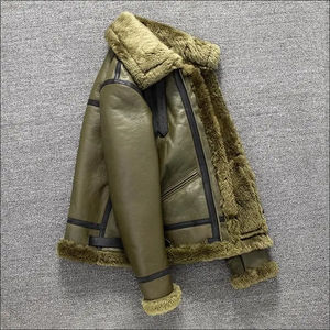 Chaqueta de piloto de piel de oveja Real de invierno de alta calidad ManSuper Warm Genuine Sheep Leather B3 Shearling Bomber Fur Jacket Chaquetas de hombre - Product Image 5