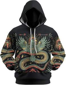 Sweat-shirts d'hiver pour hommes, coupe ajustée, en coton 100% de haute qualité, imprimé personnalisé avec un motif d'aigle, écologiques, respirants, lavés - Product Image 5