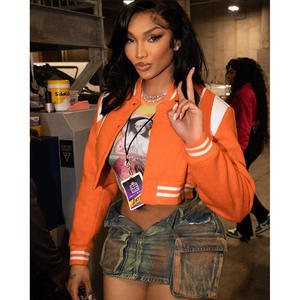 Vente en gros Logo personnalisé 2025 Vestes de baseball à rayures pour femmes, patchwork, manches longues, bouton unique pour veste Chicago - Product Image 5