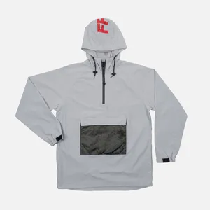 2024 Nieuwe Stijl Custom Merk Logo Print Sliver Jack Heren 100% Nylon Regen Outfits Waterdichte Rits Streetwear Windjack