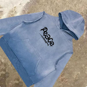 Sweat-shirts à capuche de haute qualité, couleur gris, logo personnalisé imprimé à l'écran, coupe ample, pour hommes adultes. - Product Image 3