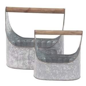 <b>Tall</b> Galvanized Planter with Built-<b>in</b> Drainage Holes for Healthy <b>Plant</b> Growth <b>in</b> Indoor or Outdoor Home Gardens - Product Image 6