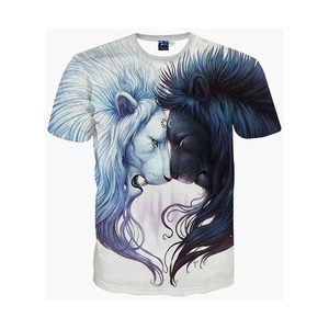 เสื้อยืดแขนสั้นสีดำสำหรับผู้ชาย พิมพ์ลายสิงโต แห้งเร็ว ทรงปกติ สปอร์ต คอกลม ผ้าถักเนื้อนุ่ม ระบายอากาศได้ดี ผ้าฝ้าย 100% - Product Image 5