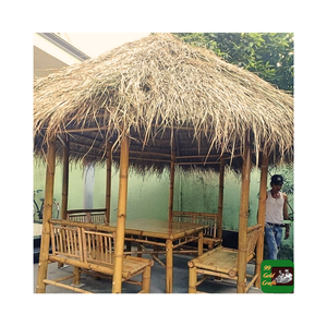 Parapluie d'extérieur de couleur personnalisée en gros jardin 210cm en forme de U en acier paume chaume rouleau Parasol parapluie extérieur paille parapluie - Product Image 1