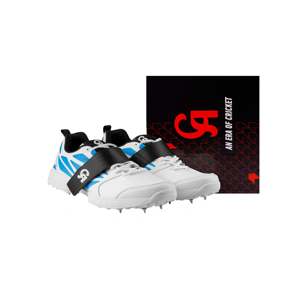 Zapatos de Cricket CA PRO para Niños, Modelo Big Bang con Tacos, en Blanco/Azul, Forro de Goma, para Entrenamiento de Verano - Product Image 5