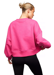 70% algodón 30% poliéster Sudadera de cuello redondo de gran tamaño hombro caído de talla grande sudaderas con capucha y sudaderas para mujer - Product Image 2