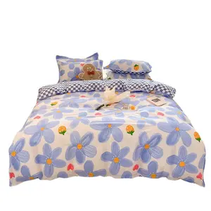 SP167 Wholesale Home Textile High Quality Bedding Products Flower Print Quilts Cover Pure Cotton Bed Sheet Set
