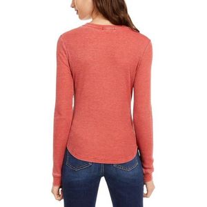 Top Casual da Ragazza Ultra Flirt con Scollo Rotondo in Maglia Waffle Marrone Taglia Media-Lunga con Ricamo e Bottoni a Righe per la Primavera - Product Image 2