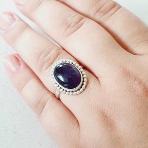 925 argent Sterling naturel violet améthyste bague concepteur ovale coupe lunette réglage classique pour mariage fiançailles anniversaire - Product Image 6