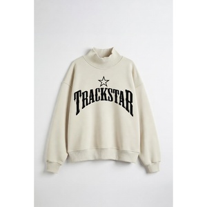 Oversized Dark Blue Blue Mock Neck <b>Sweatshirt</b> for Women <b>White</b> Contrast Stand Collar Trackstar OEM Private Label - Product Image 4