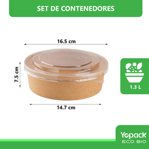 Ensaladera calibro biodegradabile 165 de 1300 ml, ideale para porciones grandes, paquete de 600 unidades, Envios desde Mexico - Product Image 3