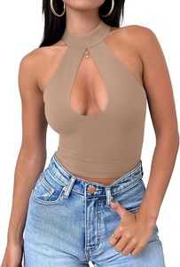 Top corto ajustado con cuello Halter para mujer para gimnasio, deportes, Yoga, baile, actuación para verano, Top corto Halter - Product Image 4