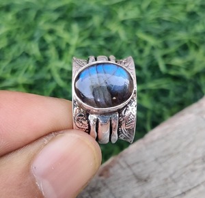 Anillo clásico joyería para mujer plata estilo bohemio joyería 925 plata esterlina labradorita piedra preciosa anillo hecho a mano regalo para esposa - Product Image 3
