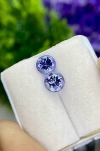 Paire de pierres précieuses bicolores Tanzanite & Zoisite 1.82Cts Loupe de forme ronde bleu naturel pour la fabrication de bijoux pierres précieuses en vrac - Product Image 2