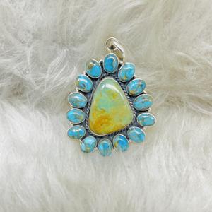 Pendentif Turquoise Mohave en argent Sterling 925 magnifique pendentif pendentif à breloque en pierre naturelle pendentif Turquoise - Product Image 4