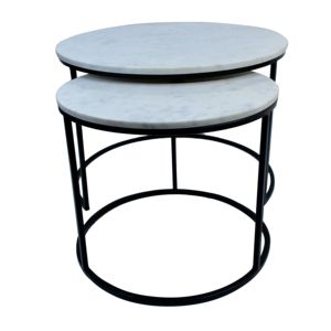 Juego de 2 mesas de centro de nuevo diseño, juego de mesa central con acabado negro, mesa de té moderna de estilo único con tapa de mármol - Product Image 2