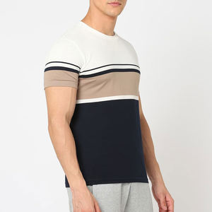 2024 camisetas de fibra de bambú de punto con bloque de Color para hombre, tacto suave, multicolor, verano, de talla grande, secado rápido - Product Image 4