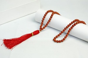 Collar Mala de Jaspe Rojo Natural con 108 Cuentas, Ecológico, Hecho a Mano, para Yoga, Oración, Cristales Curativos, con Borla - Product Image 2