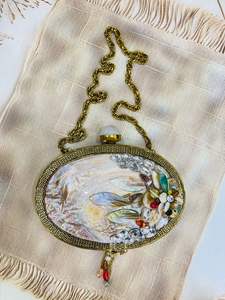 Luxurious Artisan Crafted Evening <b>Clutch</b> <b>Bag</b> Exquisite Brass & Crystal Stones <b>Pearl</b> Adorned Decorations - Product Image 3