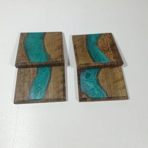 <b>Epoxy</b> <b>Resin</b> & Wooden coaster Home <b>Table</b> Decorate square Shape coaster with Best Quality Unique Design Coasters <b>for</b> Kitchen - Product Image 4