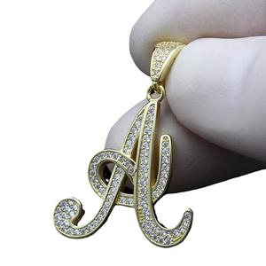 Colgante de Letra del Alfabeto, Colgante de Diamante Moissanite sin Cadena, Plata de Ley 925, Estilo Iced Out, Regalo de Cumpleaños, Colgante con Letra - Product Image 1