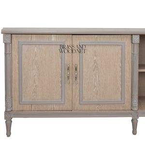 Meuble TV classique en bois clair avec armoires de rangement - Product Image 6