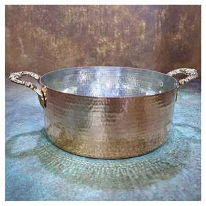 Pot de service en cuivre de vente chaude chauffe-plats de service de buffet écologique avec ensemble d'ustensiles sans danger pour la cuisine fabriqué en Inde - Product Image 5