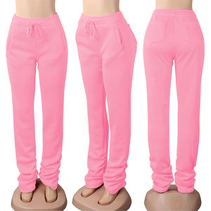 Casual Gym <b>Women</b> Stacked Woman Clothing Mid Waist Thick Stacked <b>Pleated</b> Pants Stacked Sweatpants <b>Women</b> - Product Image 6