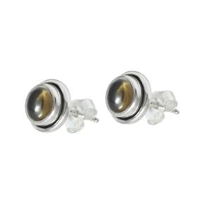 Minimalist Precious Round Shape Bezel <b>Set</b> Smoky Quartz Gemstone 925 Sterling <b>Silver</b> Handmade <b>Stud</b> <b>Earring</b> Gift Jewelry for Women - Product Image 6