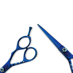 Juego de herramientas de peluquero azul de Venta caliente logotipo personalizado corte tijeras de adelgazamiento Combo hoja de acero inoxidable mango de acero de punta afilada - Product Image 6