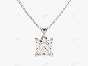 Unique Asscher Cut Moissanite pendentif 14K en or massif Solitaire pour femmes, collier cadeau d'anniversaire pendentif minimaliste pendentif de mariée - Product Image 6
