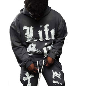 Sudaderas con capucha bordadas ajustables de mezcla de algodón básico de lana de invierno para hombre de alta calidad hechas a medida - Product Image 6