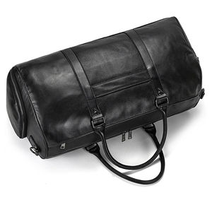 Sac de voyage en cuir convertible pour homme Sac de transport avec compartiment à chaussures Fermeture éclair Style tendance - Product Image 3