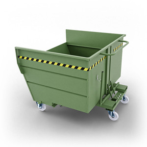 Secchio ribaltabile a ruote SBR1600 con capacità 1600 lt-6011 RAL - Product Image 1