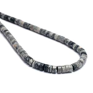 Kamal Gems High Quality Handmade Snowflake Obsidian Tyree-Shaped Beads Premium 15 Strand White Agate <b>Stone</b> for Jewelry Making - Product Image 2