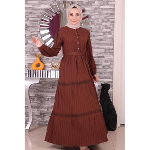 Vestido Casual con Detalles a Rayas de Dantel - Product Image 4