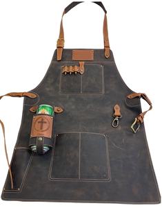 High Quality <b>Waterproof</b> Leather <b>Apron</b> for Men & Women Personalized Customizable BBQ Woodworking Chefs Model LPN-0083B - Product Image 1