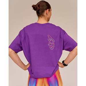 T-shirt ample brodé pour homme avec motif Pride – Respirant, infroissable, manches longues, couleur violet - Product Image 2