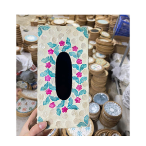 Boîte à mouchoirs en nacre de haute qualité, adaptée à la décoration de table, boîte en nacre avec forme florale pour le rangement du papier - Product Image 4