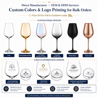 Verres à vin en verre transparent épais pour la location de mariage, prêts à être expédiés en gros, lavables au lave-vaisselle, avec logo personnalisé OEM ODM